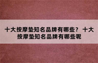 十大按摩垫知名品牌有哪些？ 十大按摩垫知名品牌有哪些呢